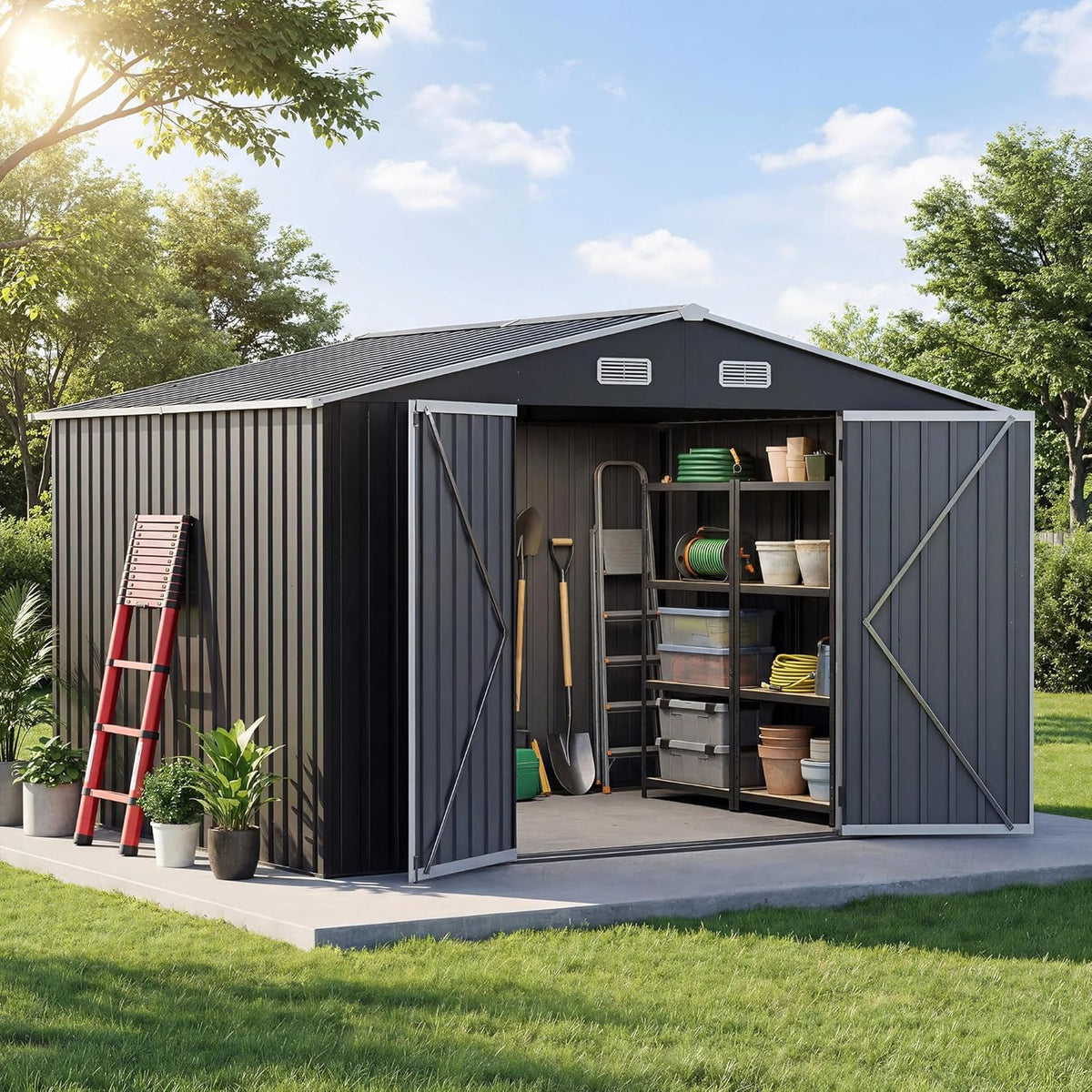 udpatio 10x8 ft outdoor storage shed, metal shed, main product view