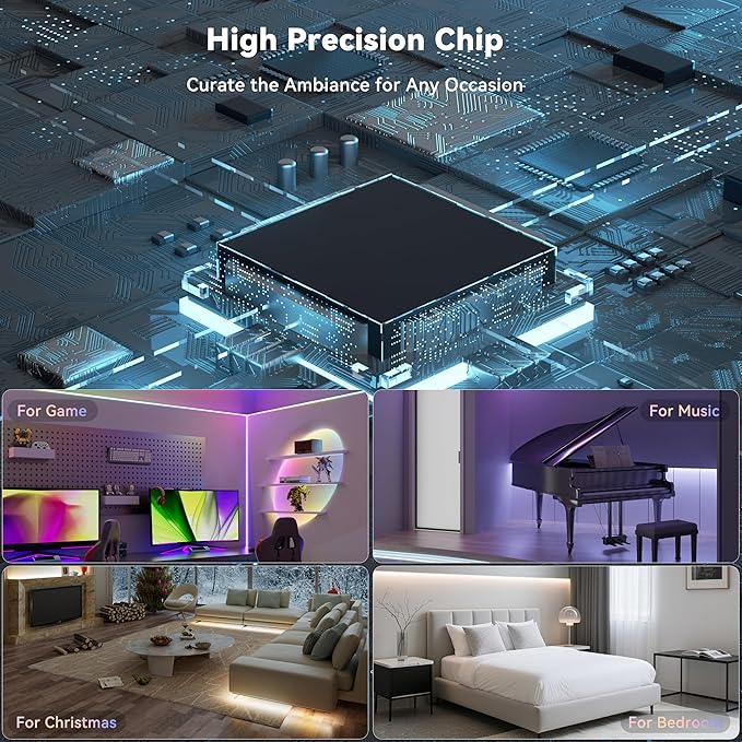 MIWISE COB LED Strip Light, RGB Smart IC COB LED Strip Lights Music Sync - Image 3