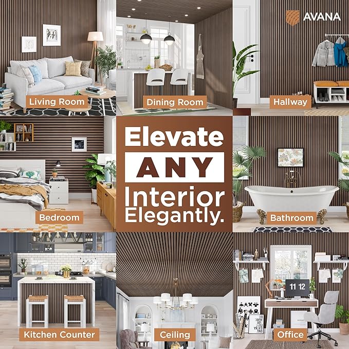 Avana Acoustic Wood Wall Panels – 94.4 X 12.6 Inch Walnut Acoustic Panels 2 PCs - Image 3
