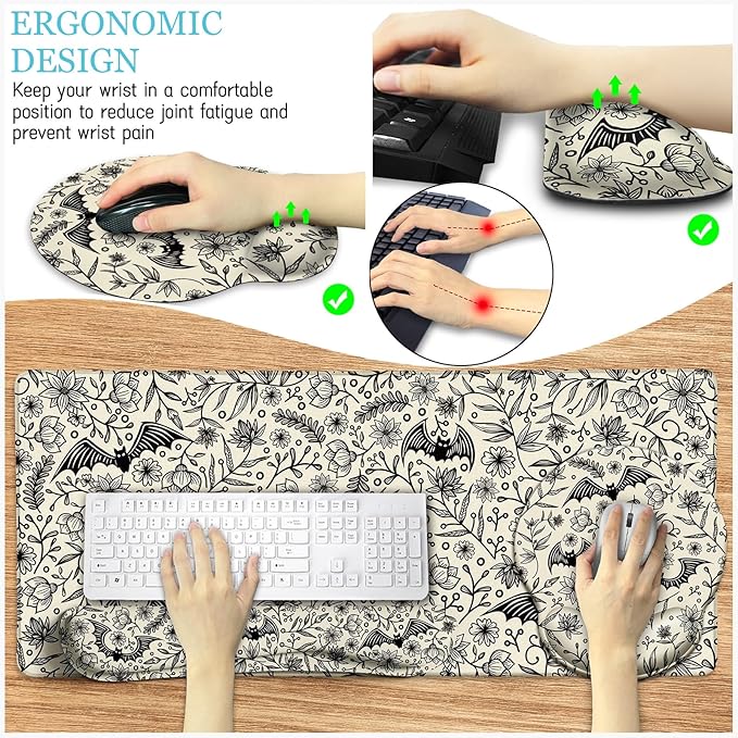 LIMKRIAN Goth Bat Mouse Pad Set Large Desk Mat - Image 6