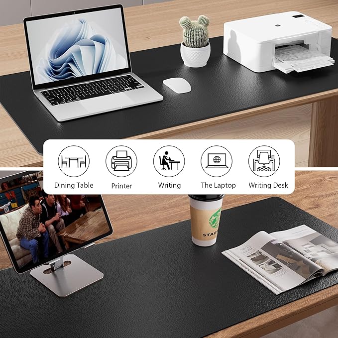 Aothia Leather Desk Pad Protector, Mouse Pad, Office Desk Mat, Non-Slip PU - Image 5