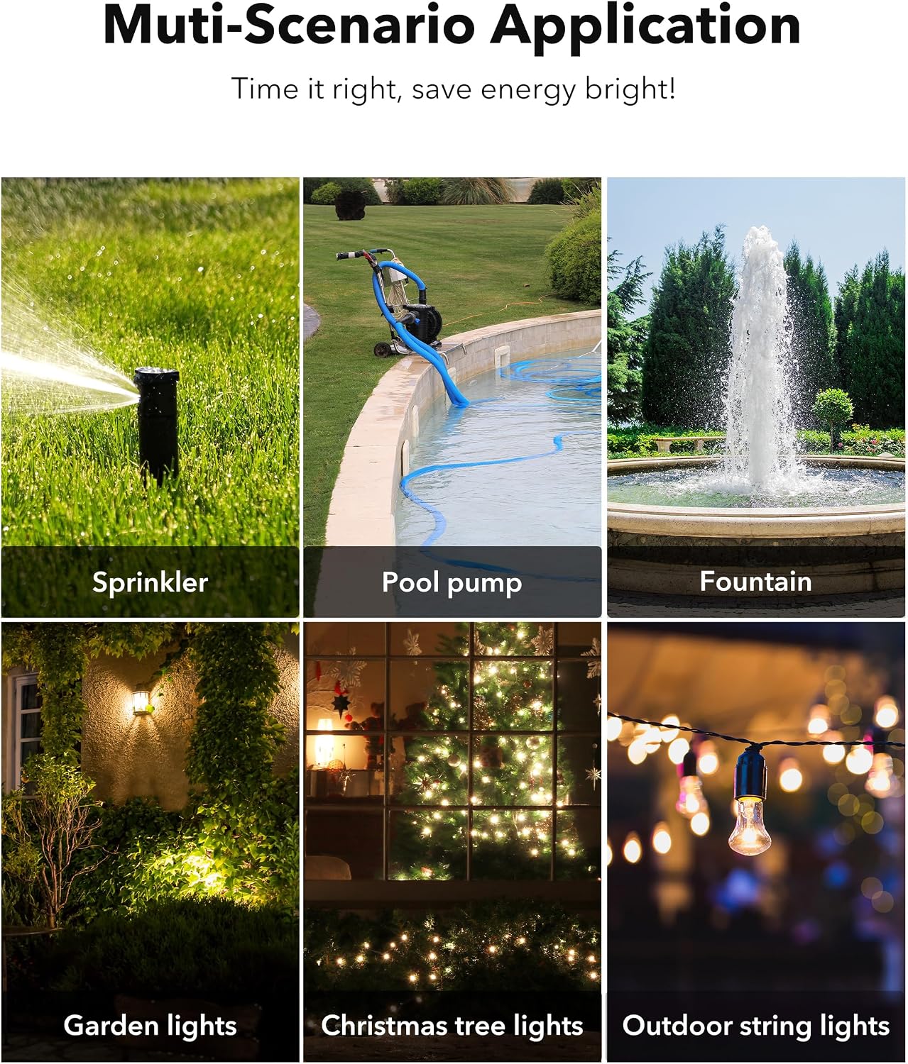 HBN Outdoor Timer Outlet Waterproof, 24 Hour Mechanical Light Timers for Electrical Outlets Outdoor Weatherproof, 2 Grounded Outlets for Christmas Lights, Holiday Decorations, 15A 1/2HP