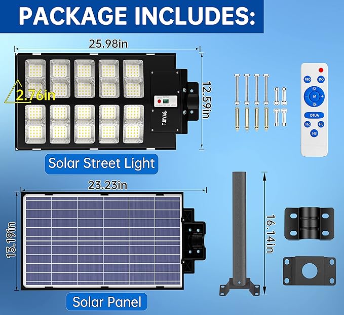 JAYNLT Y-5200W Solar Street Lights Outdoor, 520000LM 6500K Commercial Parking - Image 6