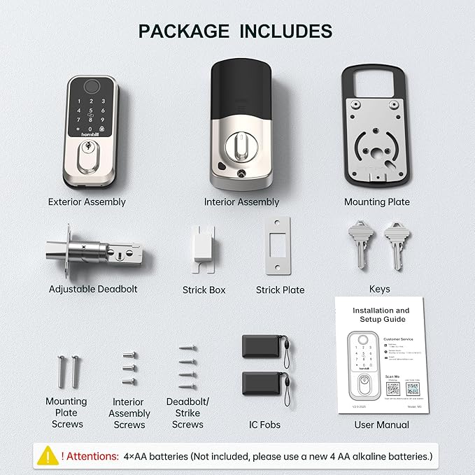 Hornbill WiFi Smart Lock Deadbolt, Keyless Entry Front Door Lock, Fingerprint - Image 9