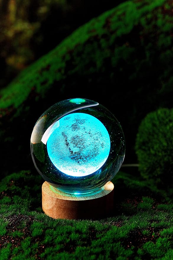 3D Moon Crystal Ball Lamp, 3.15 inch Crystal Ball Night Light - Image 8