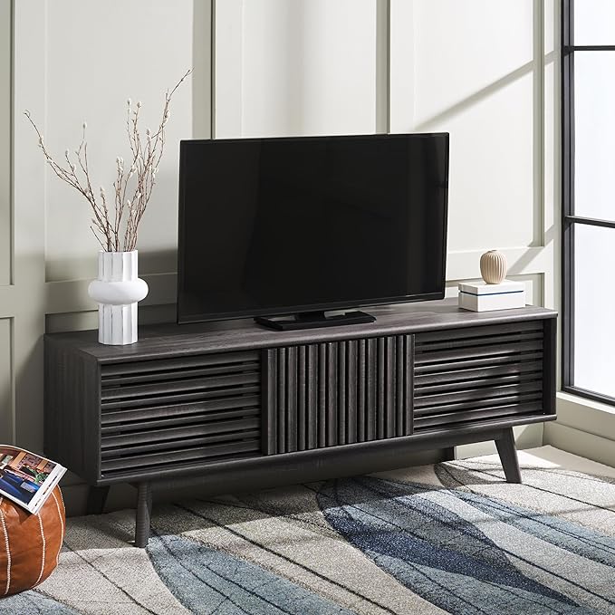 SAFAVIEH ESMA TV Stand for up to 65" Flatscreen – Distressed Black, Sliding - Image 2