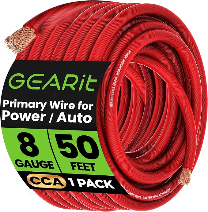 GEARit 8 Gauge Wire, Copper Clad Aluminum CCA by GEARit
