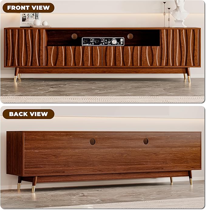 ATJafurn 78‘’ Brown Walnut Finish TV Stand - Image 2