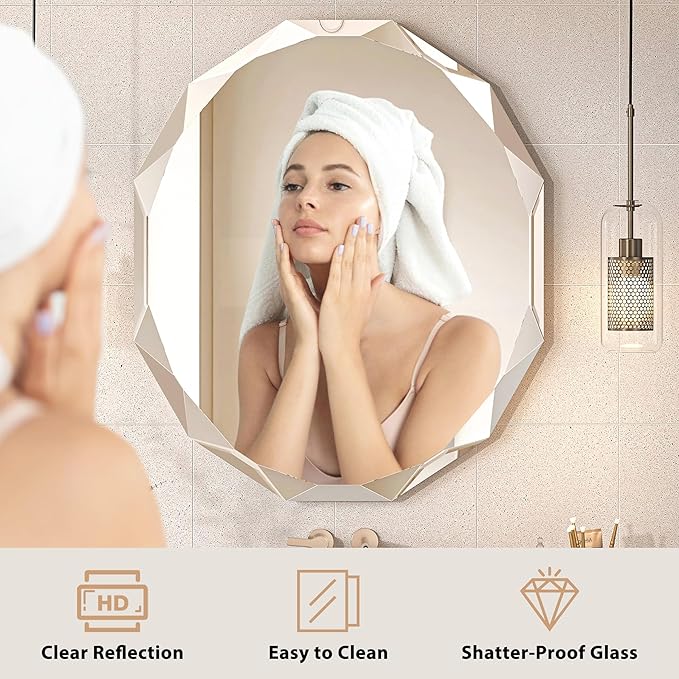 Bathroom Mirrors for Over Sink, Round Frameless Mirrors for Wall, 24x30 Inch - Image 5