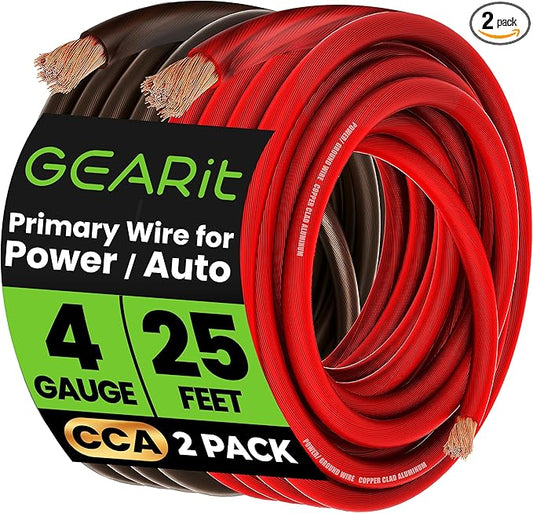 GEARit 4 Gauge Wire, CCA Electrical Wire Extension Cord by GEARit