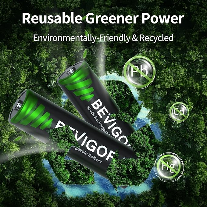 BEVIGOR AA Rechargeable Batteries 2800 mAh High Capacity 1500 Cycle, 1.2V NiMH - Image 3