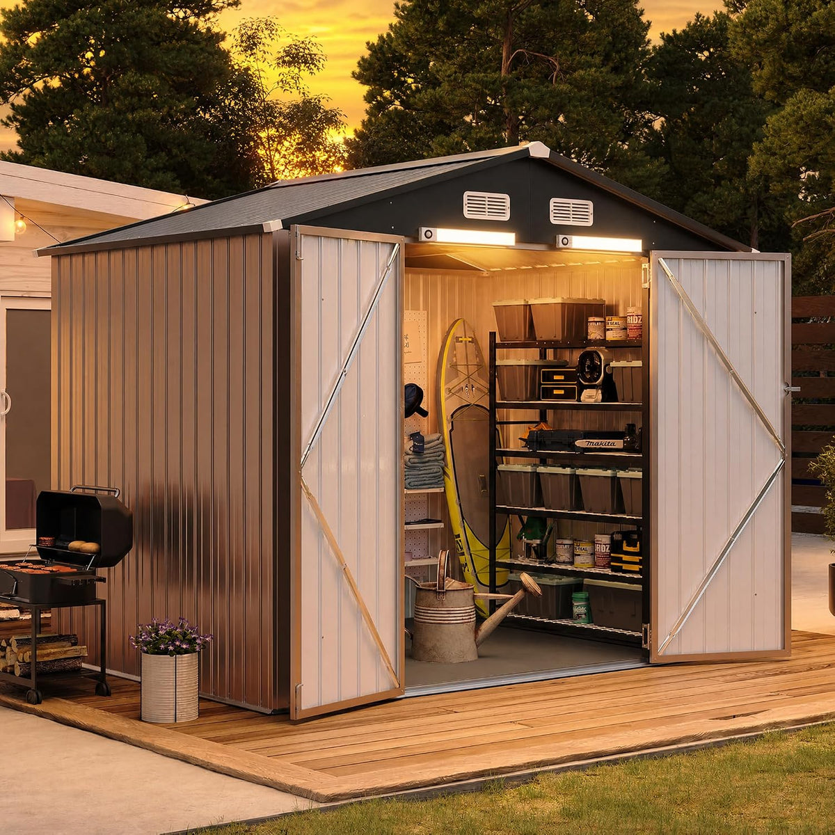 aoxun 8'x6' metal storage shed with floor &, main product view