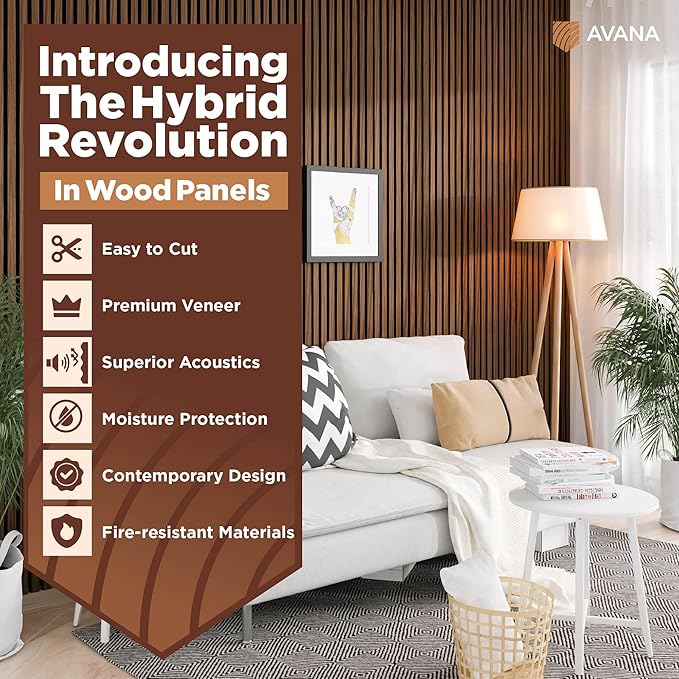 Avana Acoustic Wood Wall Panels – 94.4 X 12.6 Inch Walnut Acoustic Panels 1 PC - Image 2