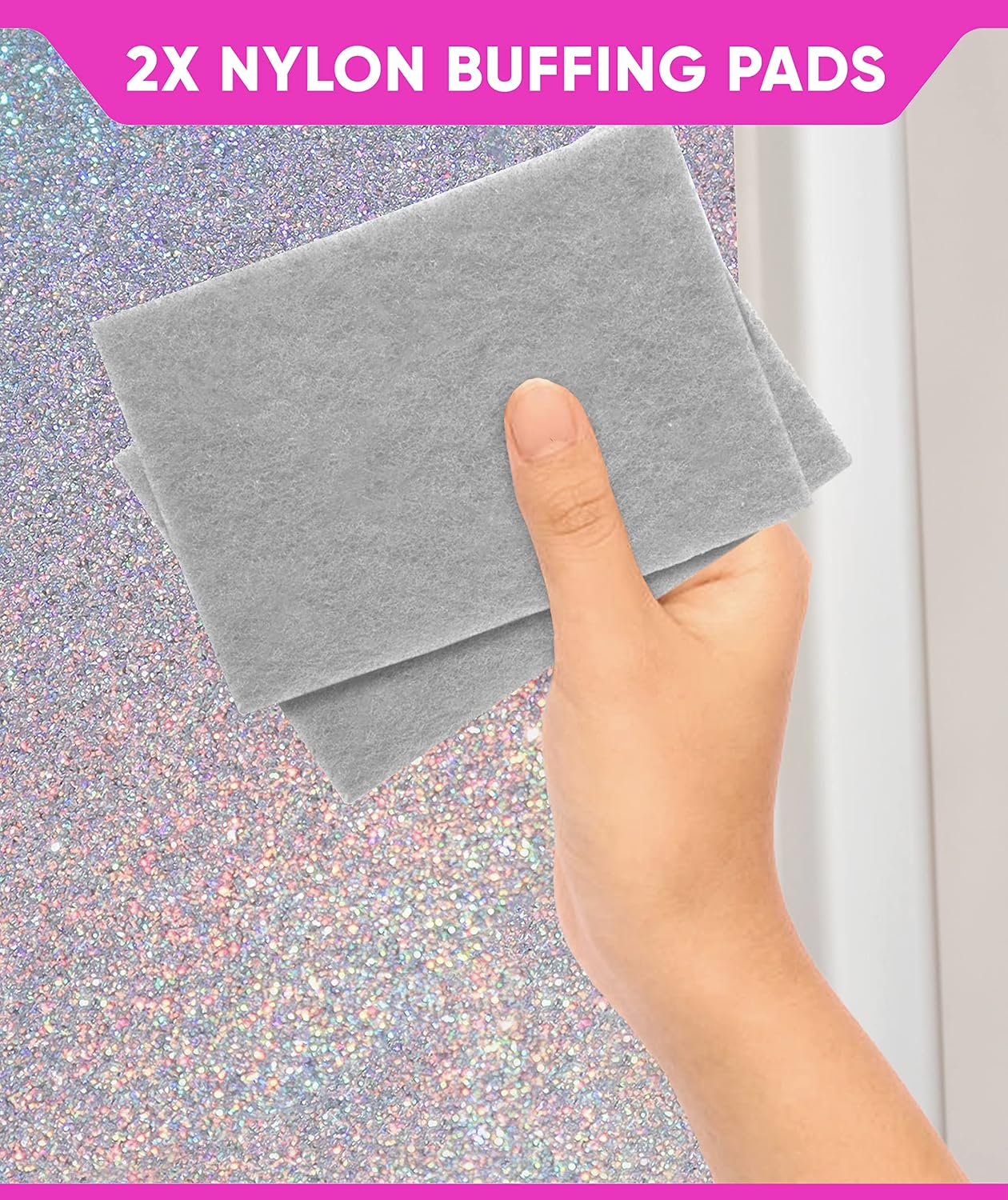 Levaka Glitter Paint Additive for Walls, Holographic Silver Glitter, 5.3oz | Glitter for paint, mixes into any emulsion for painting walls and ceilings, 2 buffing pads, luminous interior finish