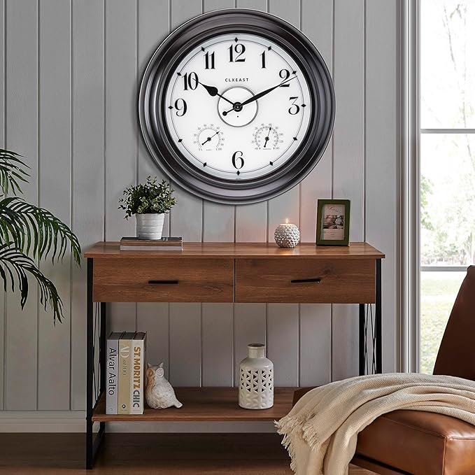 CLXEAST 24 Inch LED Self-Illuminated Outdoor Metal Clocks Waterproof, Large - Image 6