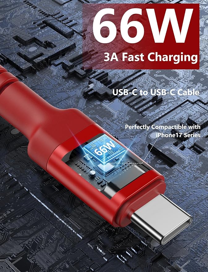 USBC to C Cable 6FT, 2 Pack USB C Cables, Type C Fast Charging Cable Nylon - Image 3