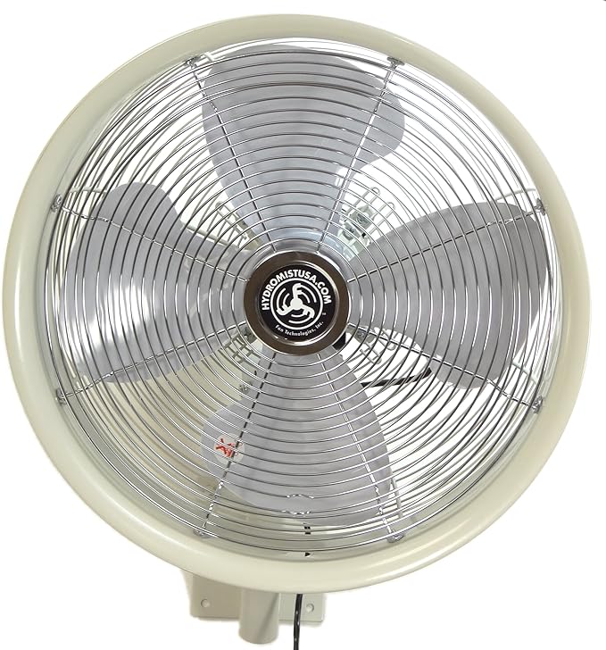 HydroMist Oscillating Wall Mounted Outdoor-Rated Fan, 3-Speed Cord Control by HydroMist