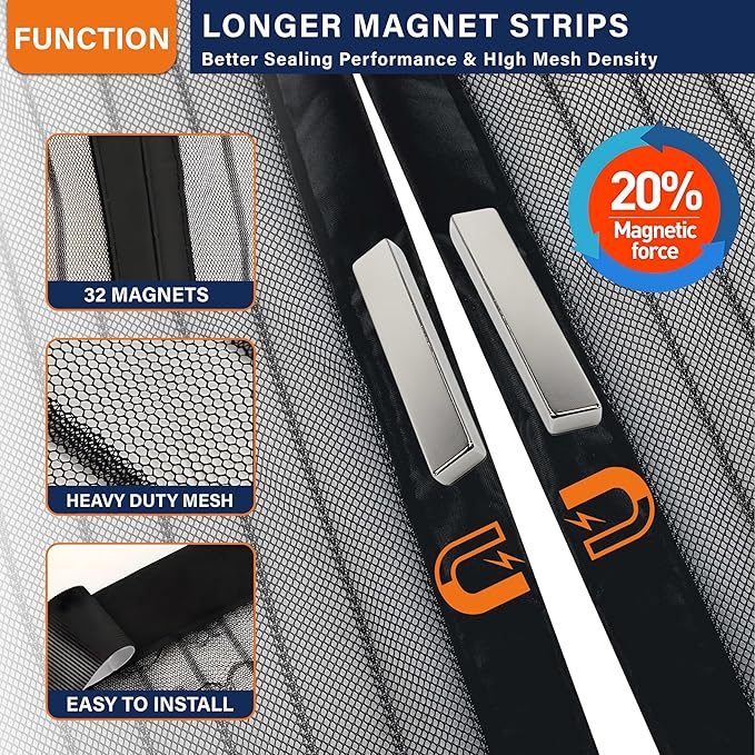 Magnetic Screen Door, Self Sealing Magnets, Easy Install Screen Doors - Image 4