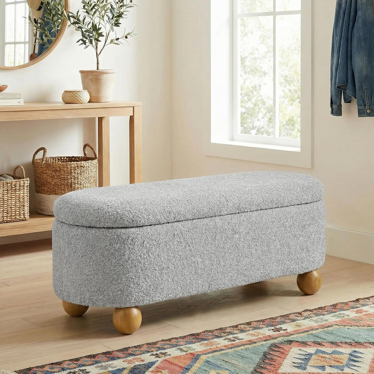 vknow 44.8" storage ottoman bench end of bed, main product view