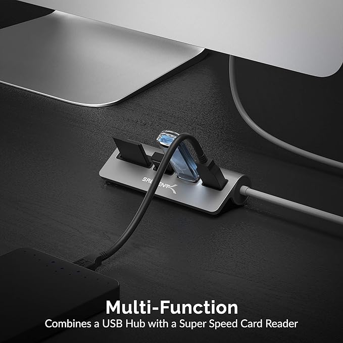SABRENT USB-C 3.0 Hub, 5-in-1 USB SD Card Reader, SD & TF Dual Slot + 3 USB 3.0 - Image 7