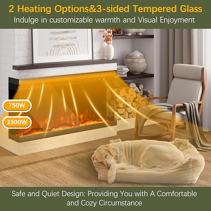 Charavector 30 inch 3-Sided Electric Fireplace Inserts - Image 6