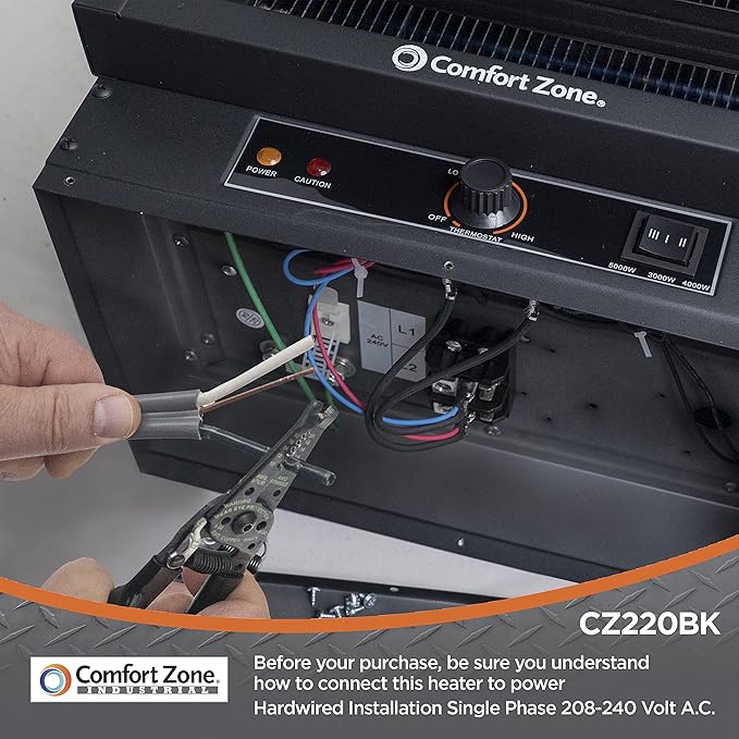 Comfort Zone Hard-Wired Ceiling Mount Garage Electric Space Heater, Fan-Forced - Image 2