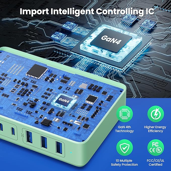 USB C Charger 300W USB C Charger Block, 8-Ports GaN IV Fast Charging Station Hub - Image 4