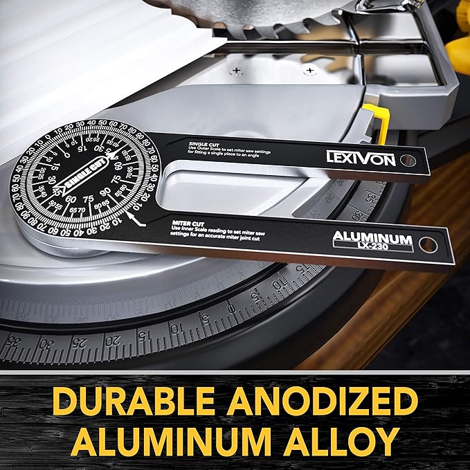 LEXIVON Aluminum Miter Saw Protractor | 7-Inch Rust Proof Angle Finder - Image 2