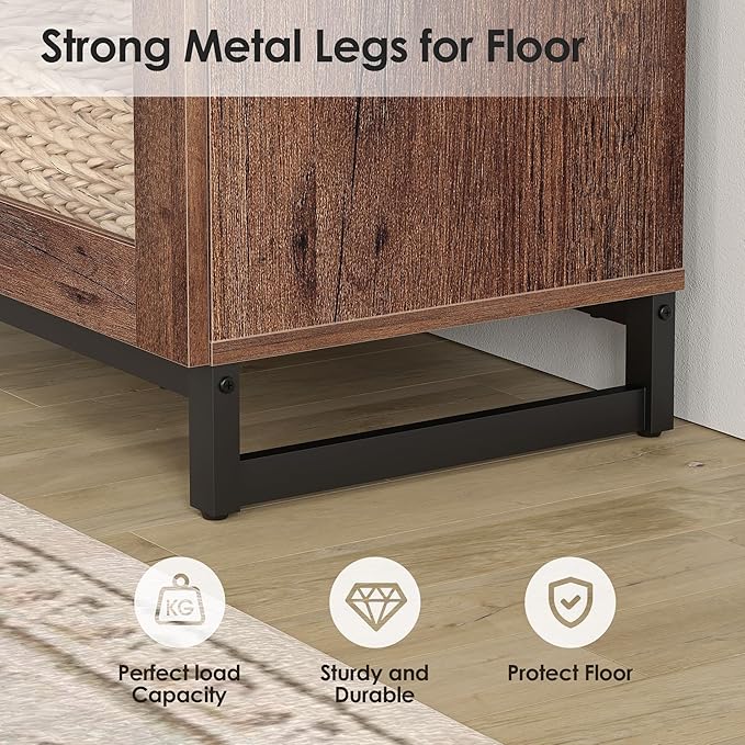 WAMPAT Modern TV Stand with Glass Doors - Image 6