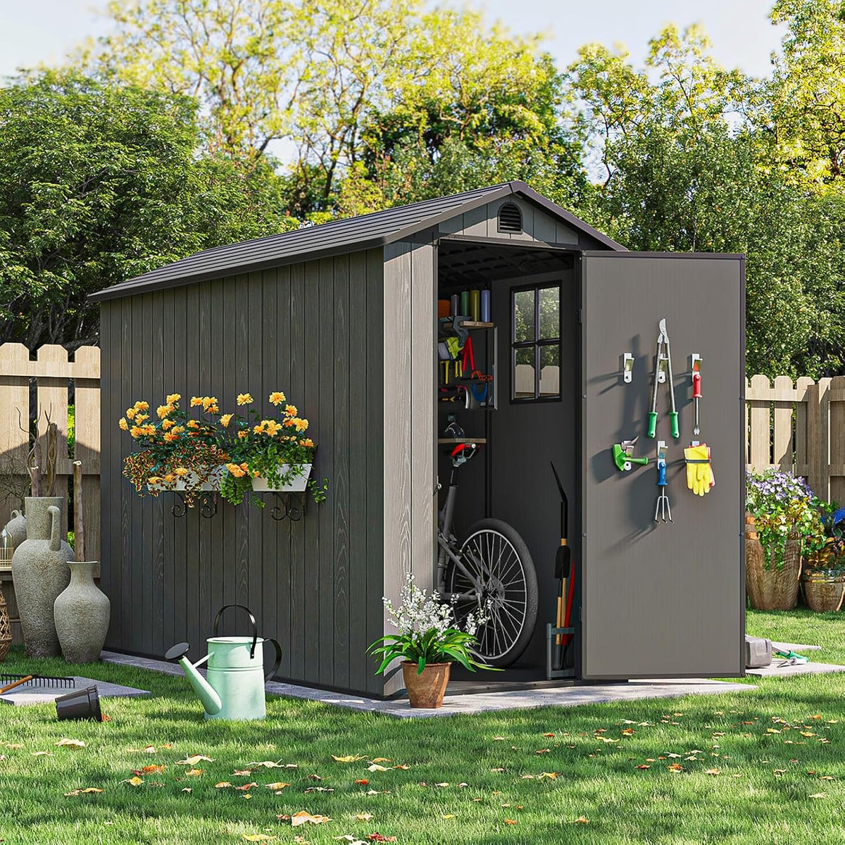 patiowell 4x8 ft plastic outdoor storage shed with, main product view