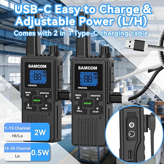FRS Walkie Talkies Long Range for Adults, Rechargeable FWCN30A Radios - Image 6