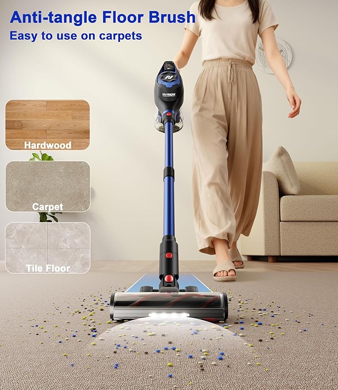Nvriow Cordless Vacuum Cleaner for Home, 45Kpa Stick Vacuum, Max 80mins Runtime - Image 4