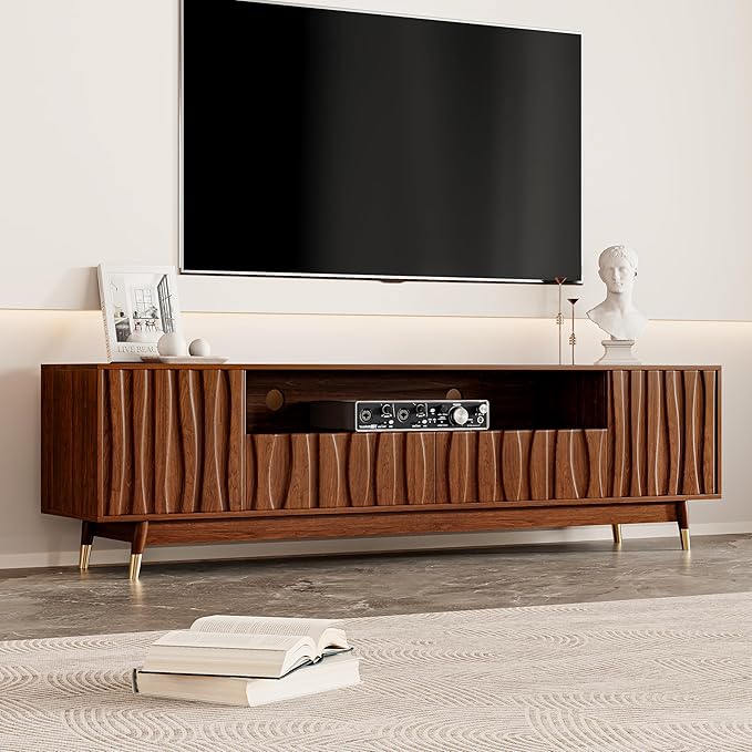 ATJafurn 78‘’ Brown Walnut Finish TV Stand - Image 3