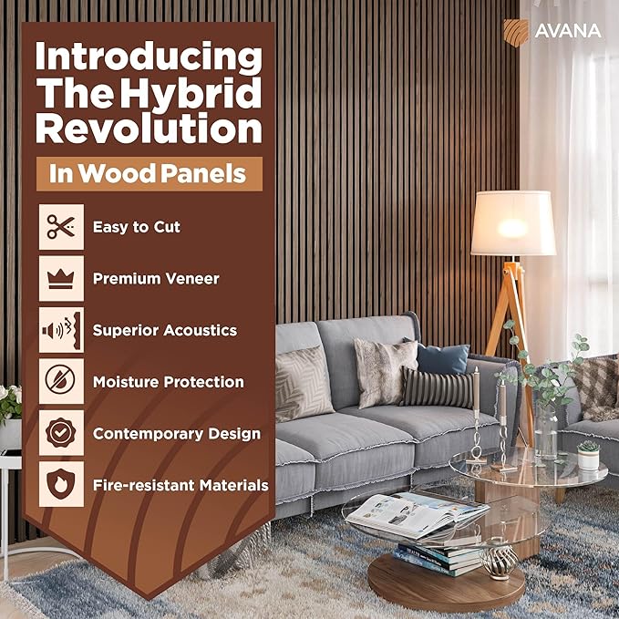 Avana Acoustic Wood Wall Panels – 94.4 x 12.6 Inch Natural Walnut Acoustic - Image 2
