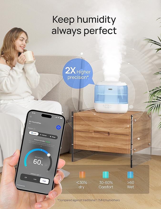 DREO Smart Humidifiers for Bedroom, Top Fill 4L Supersized Humidifier Large Room - Image 2