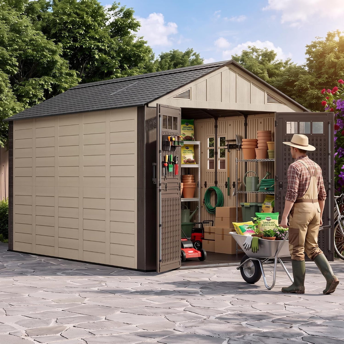 resin shed 8x12 ft outdoor storage shed with, main product view