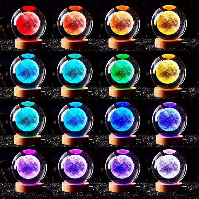 3D Moon Crystal Ball Lamp, 3.15 inch Crystal Ball Night Light - Image 2