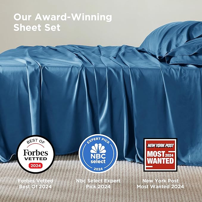Bedsure Queen Sheet Set, Rayon Derived from Bamboo, Cooling Sheets, Deep Pocket - Image 2