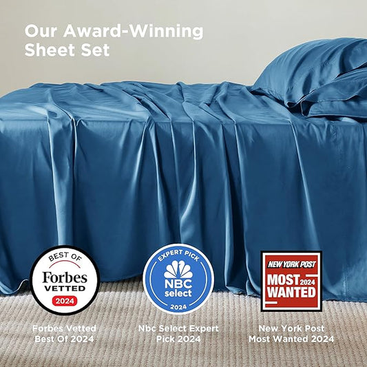 Bedsure Queen Sheet Set, Rayon Derived from Bamboo, Cooling Sheets, Deep Pocket - Image 2