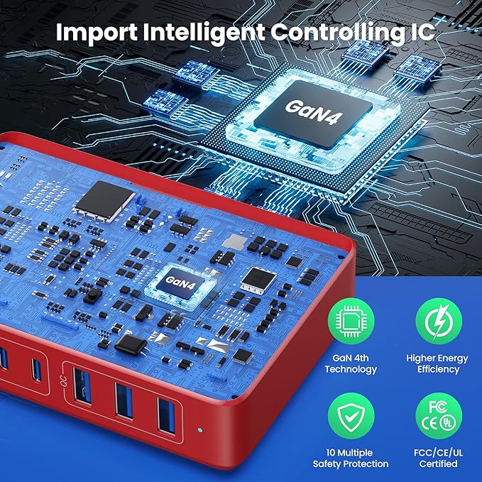 USB C Charger 300W USB C Charger Block, 8-Ports GaN IV Fast Charging Station Hub - Image 4