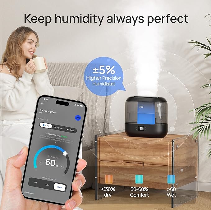 DREO Smart Humidifiers for Bedroom, Top Fill 4L Supersized Humidifier Large Room - Image 8