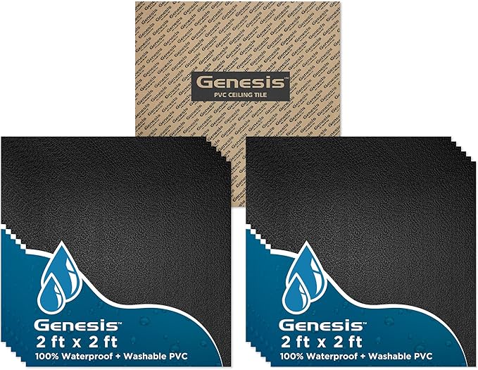 Genesis 2ft x 2ft Stucco Pro Black Ceiling Tiles by Genesis