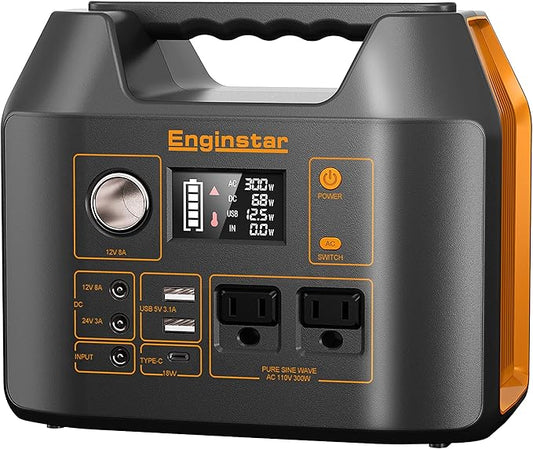 Portable Power Station EnginStar 300W Solar Generator 110V 296Wh Power Bank Two by ENGINSTAR