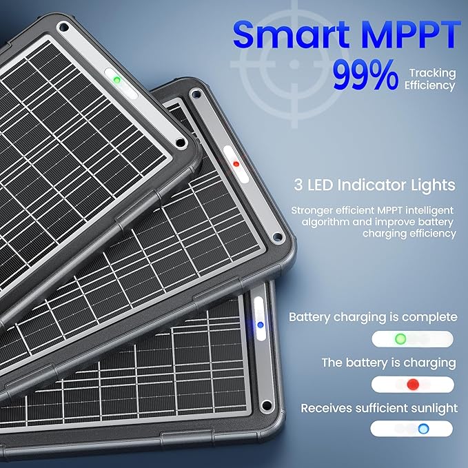 POWOXI 12V Solar Car Battery Charger: 15W Solar Trickle Charger Maintainer - Image 5
