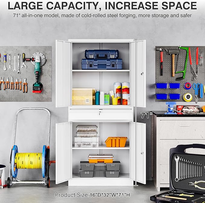SISESOL White Metal Storage Cabinet - Image 3