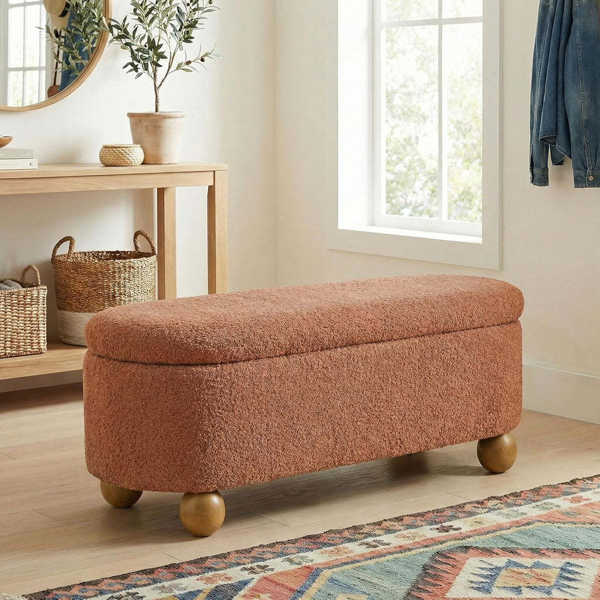 vknow 44.8" storage ottoman bench end of bed, main product view