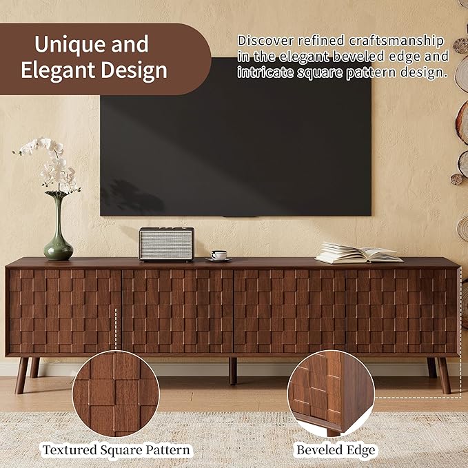 Virubi Mid-Century Modern TV Stand, Entertainment Center - Image 3