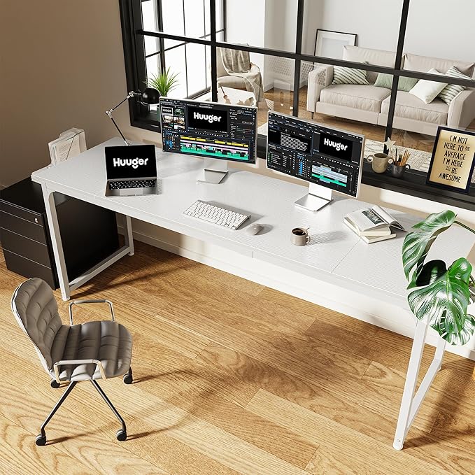 Huuger Computer Desk, 80 Inch Office Desk, Gaming Desk - Image 6
