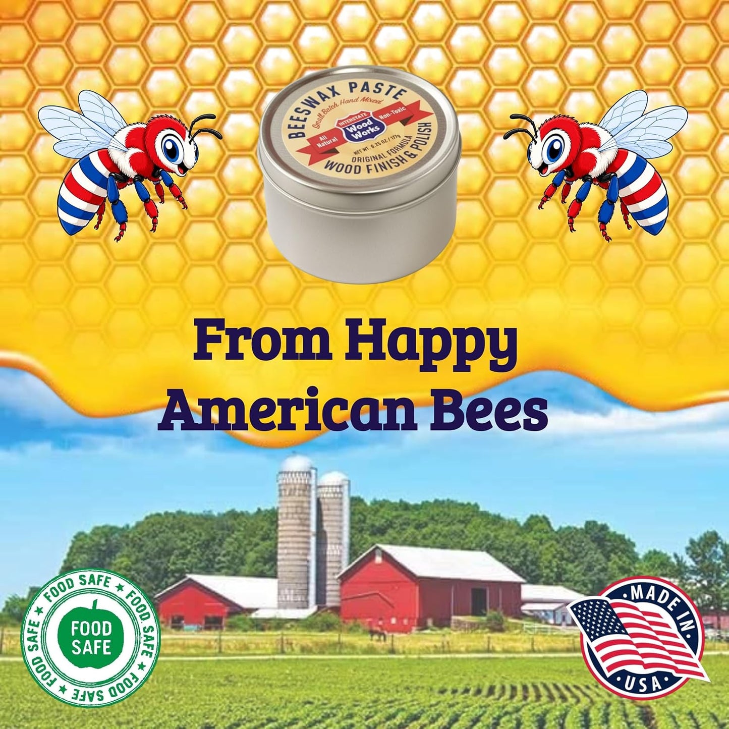 Beeswax Paste Wood Finish - Cutting Board Sealer - 6.25 oz - Made in USA