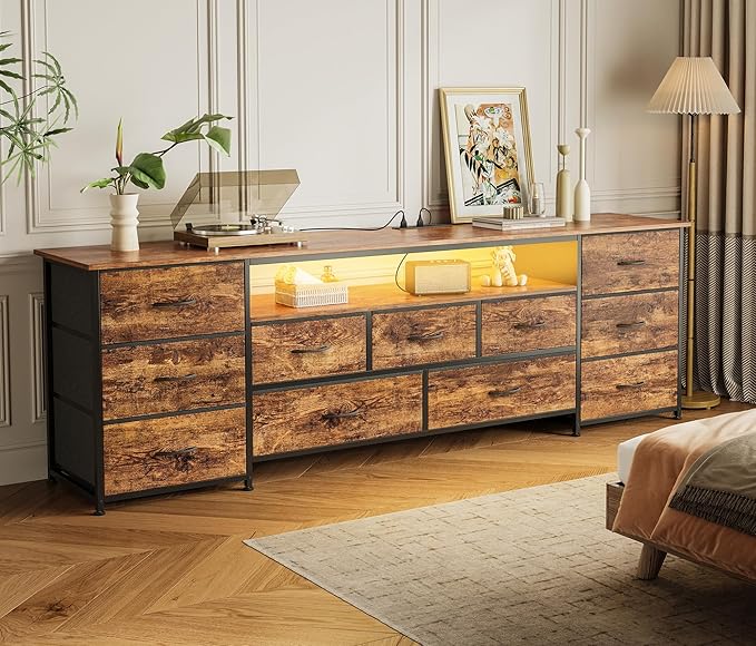 Huuger 70 Inch TV Stand for 75, 80 Inch TV, 11 Drawer Long Dresser - Image 7
